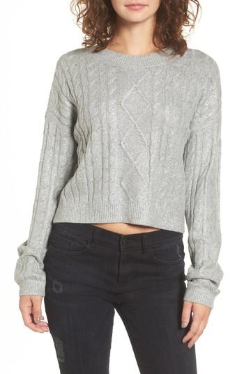 Women's Bp. Metallic Cable Knit Sweater, Size - Grey