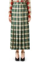 Women's Gucci Tartan Check Wool Twill Maxi Skirt Us / 48 It - Green