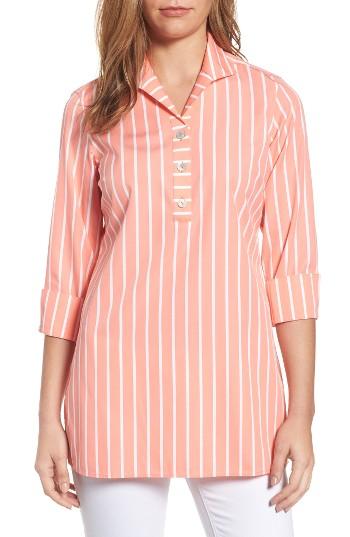 Women's Foxcroft Dani Button Back Tunic Shirt - Coral