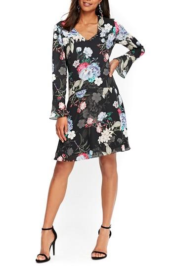 Women's Wallis Drop Waist Floral Print Dress Us / 8 Uk - Black