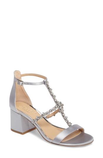 Women's Jewel Badgley Mischka Alamea Block Heel Sandal .5 M - Metallic