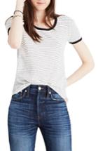Women's Madewell Stripe Recycled Cotton Ringer Tee, Size - Black