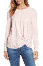 Women's Caslon Long Sleeve Front Knot Tee - Pink