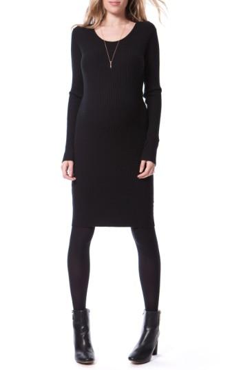 Women's Seraphine Addison Ribbed Maternity Dress - Black