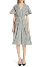 Women's Lela Rose Glen Plaid Flutter Sleeve Dress