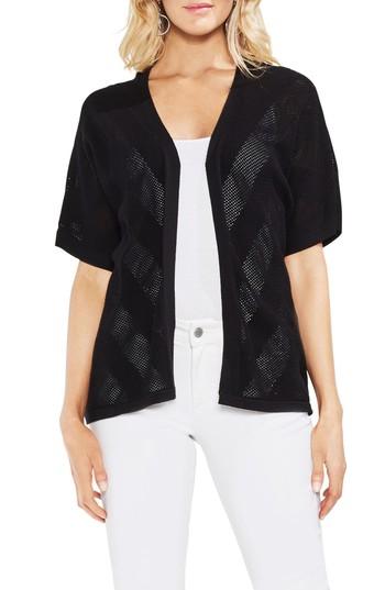 Women's Vince Camuto Combed Cotton Mesh Inset Sweater, Size - Black