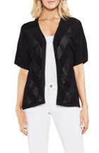 Women's Vince Camuto Combed Cotton Mesh Inset Sweater, Size - Black