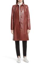Women's Theory Wilmore Mod Leather Coat, Size - Brown