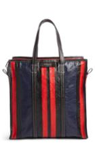 Balenciaga Medium Bazar Stripe Leather Tote -