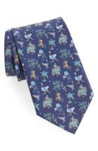 Men's Salvatore Ferragamo Safari Print Silk Tie, Size - Blue