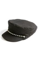 Women's August Hat Imitation Pearl Lieutenant Cap - Black