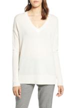 Women's Halogen Relaxed V-neck Cashmere Sweater, Size - Brown