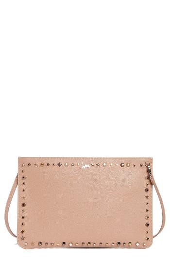 Christian Louboutin Loubiclutch Spiked Leather Clutch - Beige
