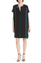 Women's Dvf Colorblock Silk Shirtdress, Size /small - Black