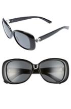 Women's Polaroid 55mm Polarized Butterfly Sunglasses - Black