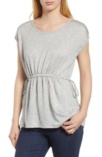Women's Bobeau Cinched Waist French Terry Top - Grey