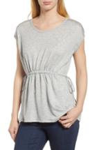 Women's Bobeau Cinched Waist French Terry Top - Grey