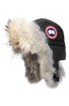 Women's Canada Goose Aviator Hat With Genuine Coyote Fur Trim /x-large - Black