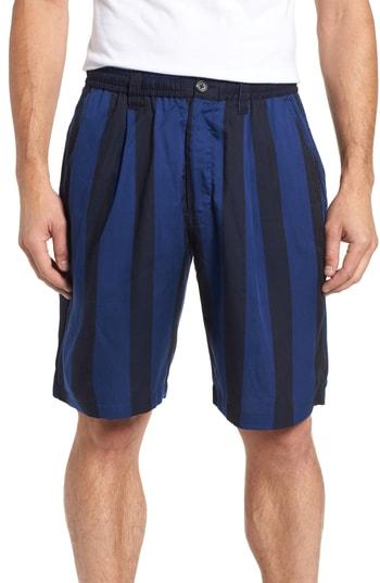 Men's Saturdays Nyc Keigo Broad Stripe Shorts - Blue