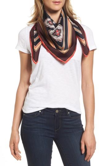 Women's Vince Camuto Jewel Paisley Square Silk Scarf, Size - Burgundy
