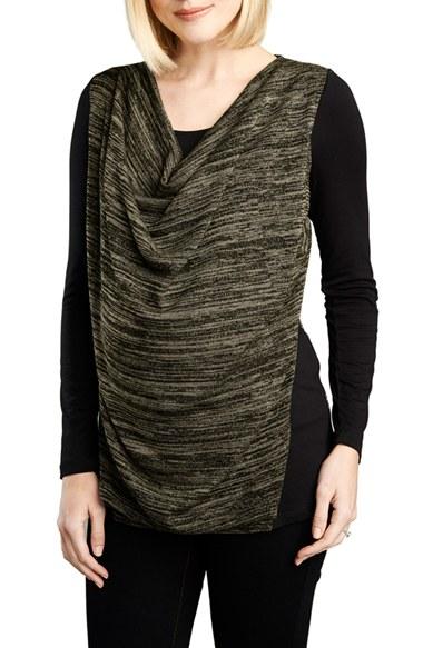 Women's Maternal America Cowl Neck Nursing Top - Green