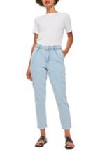 Women's Topshop Pleated Mom Jeans W X 30l (fits Like 24w) - Blue