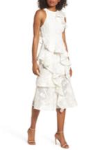 Women's Keepsake The Label Shine Ruffle Lace Tea Length Dress - Ivory