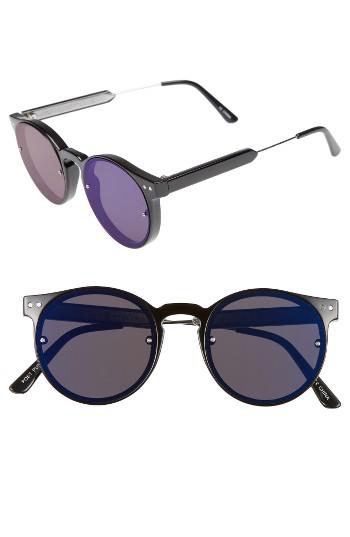 Women's Spitfire Post Punk 48mm Round Mirrored Lens Sunglasses -