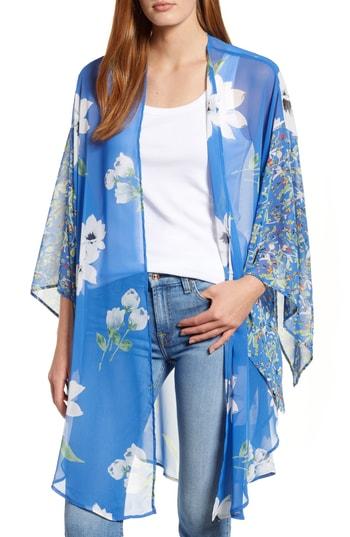 Women's Nordstrom Tie Front Kimono, Size - Blue