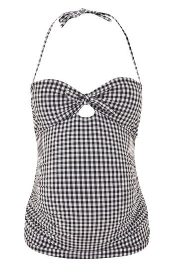 Women's Topshop Gingham Maternity Tankini Top Us (fits Like 0-2) - Black