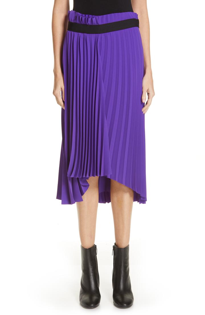 Women's Balenciaga Fancy Asymmetrical Pleated Crepe Skirt Us / 36 Fr - Purple