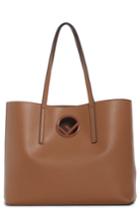 Fendi Logo Leather Shopper - Brown