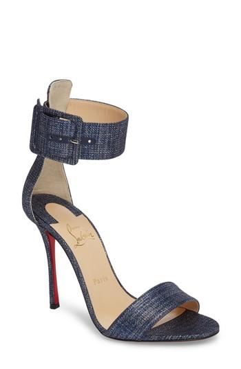 Women's Christian Louboutin Blade Runana Cuffed Sandal Us / 35eu - Blue