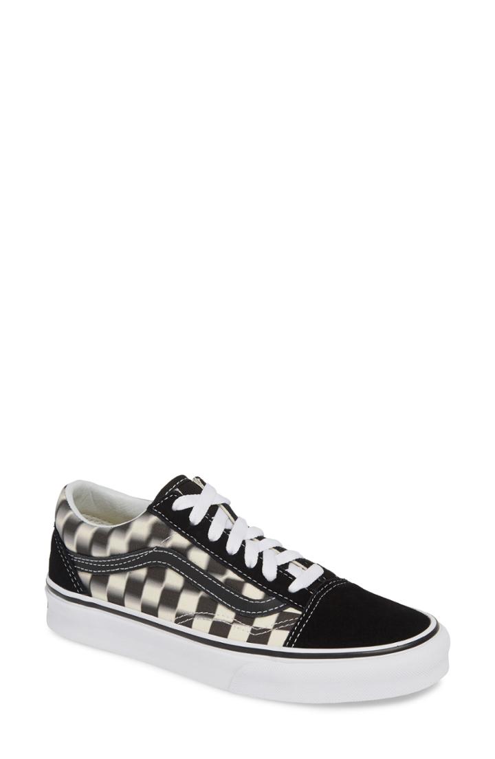 Women's Vans Old Skool Blur Checkerboard Sneaker M - Black
