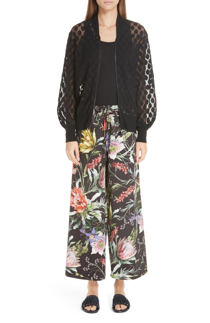 Women's Fuzzi Floral Crop Wide Leg Pants Us / 38 It - Black