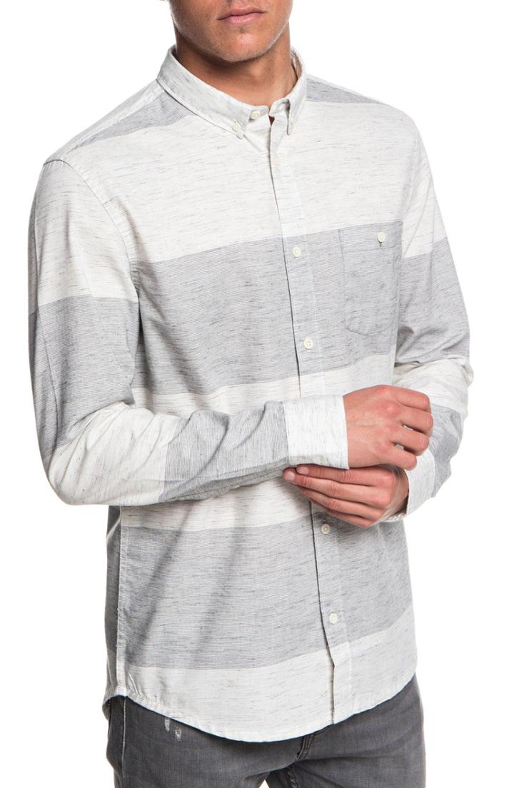 Men's Quiksilver Minoo Valley Striped Shirt, Size - Grey