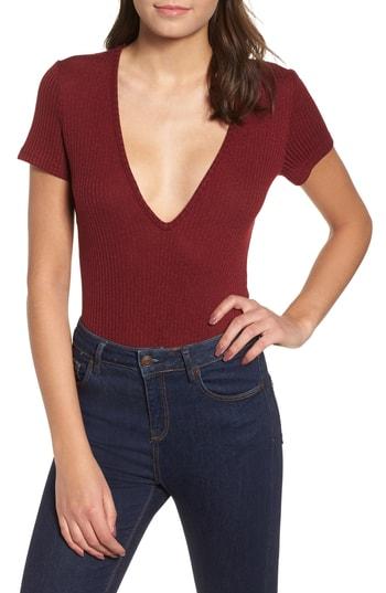 Women's Lira Clothing Skylar Plunge Bodysuit - Red