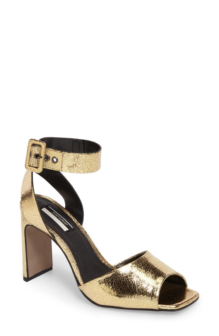 Women's Topshop Roux Square Toe Sandal .5us / 42eu - Metallic