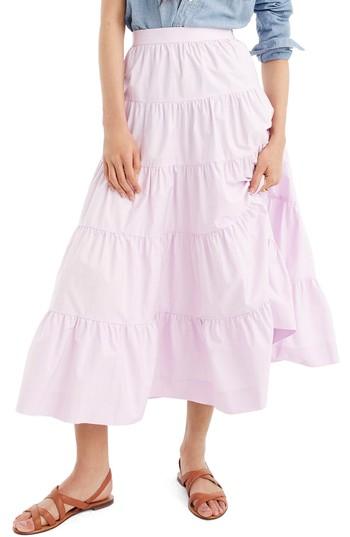 Women's J.crew French Creek Tired Cotton Poplin Midi - Purple