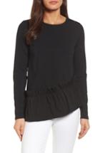 Petite Women's Halogen Ruffle Hem Tee P - Black