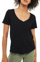 Women's Topshop Slub V-neck Tee Us (fits Like 0) - Black