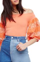 Women's Free People Rock With It Off The Shoulder Top - Coral