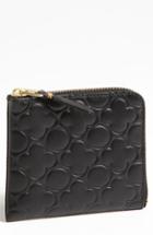 Women's Comme Des Garcons Small Embossed Half Zip French Wallet - Black
