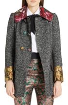 Women's Dolce & Gabbana Jacquard Trim Tweed Coat