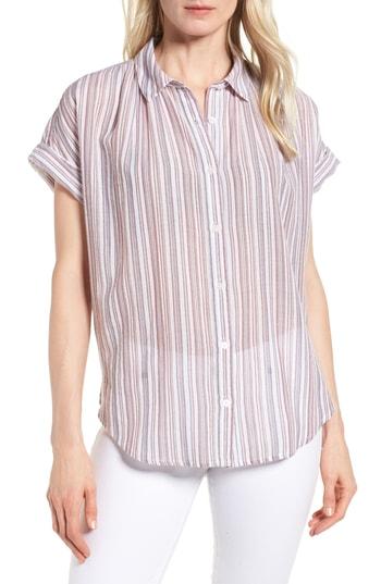 Petite Women's Caslon Patterned Cotton Shirt, Size P - White