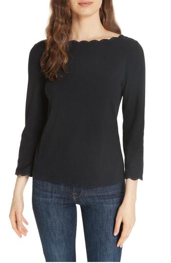 Women's Kate Spade New York Scallop Neck Knit Top - Black