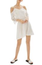 Women's Topshop Lace Trim Cold Shoulder Dress - Ivory