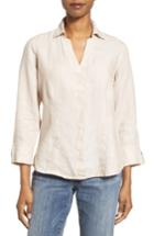 Petite Women's Foxcroft Linen Chambray Shirt P - Beige