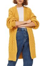 Women's Topshop Long Open Front Cardi Us (fits Like 16-18) - Yellow