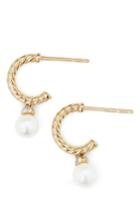 Women's David Yurman Solari Hoop Earrings With Diamonds & Pearls In 18k Gold